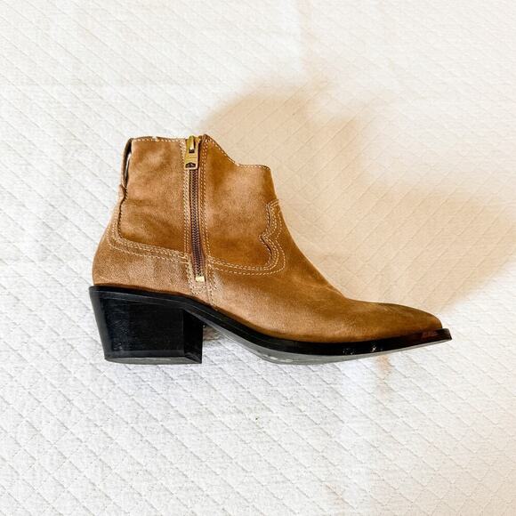 All Saints Carlotta Western Suede Ankle Bootie Side Zip Size 38 - Picture 2 of 6